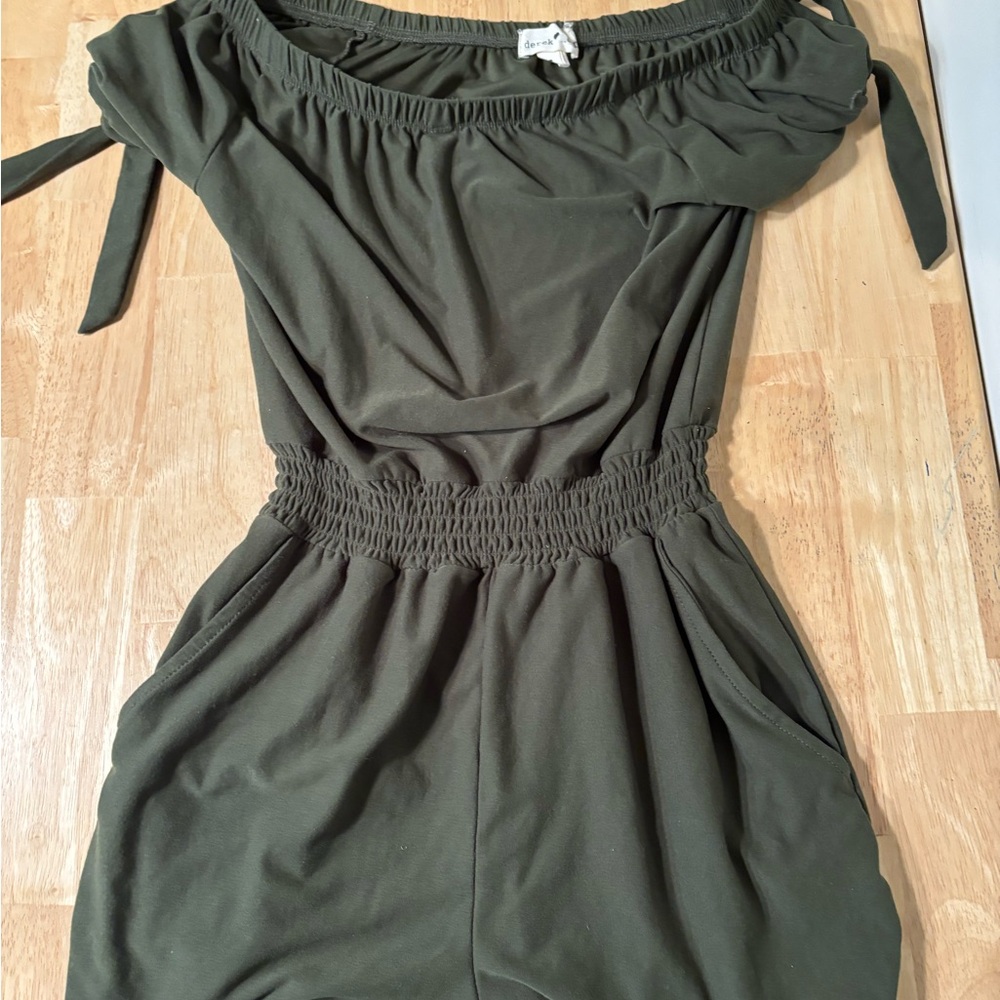 Derek Heart Olive Green Elastic Waist Dress/romper Small
